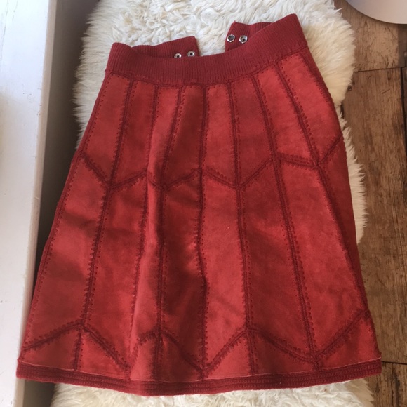 Vintage Dresses & Skirts - Vintage Rust orange ish leather panel skirt